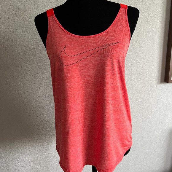 NIKE PINK DRY-FIT RUNNING WORKOUT CRISS CROSS TANK TOP - Picture 1 of 6
